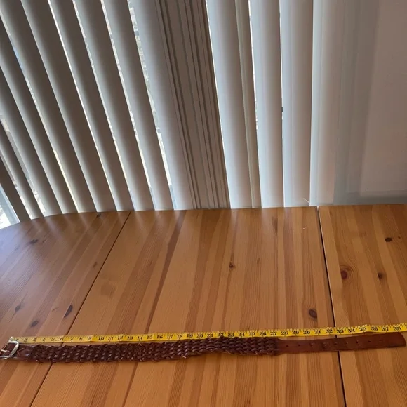Women's Brown Leather Belt Woven Boho - Picture 6 of 9
